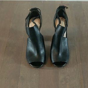 Black Peep-Toe Dress Booties